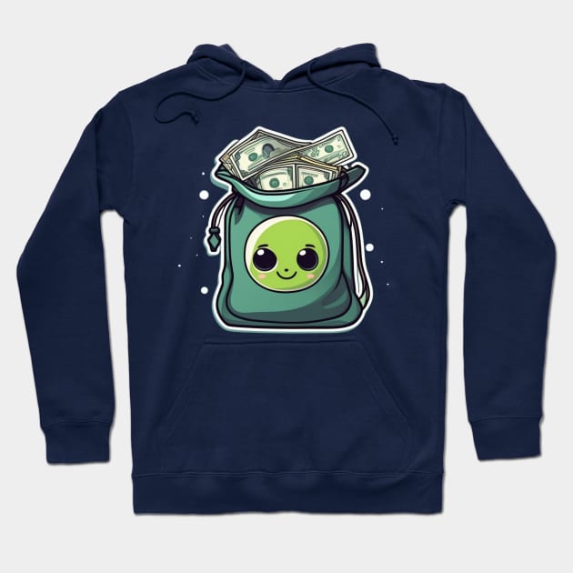 Cute alien on bag full of money Hoodie by AhmedPrints